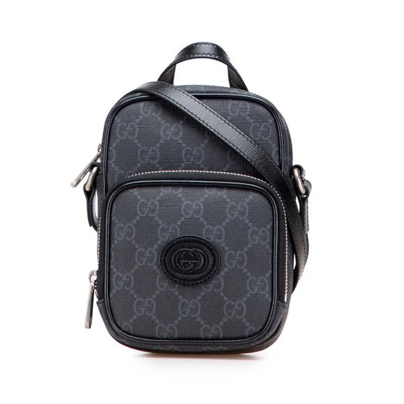 Gucci Interlocking G Shoulder Bag 672952 Black PVC Leather Men's GUCCI - Picture 1 of 10